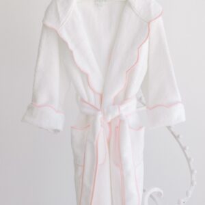 White Bathrobe with Pink Scallops