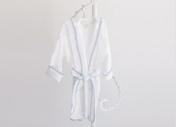Bathrobe – White With Blue Pinstripe