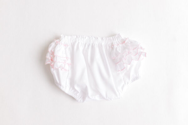Diaper Cover – White Side Ruffles