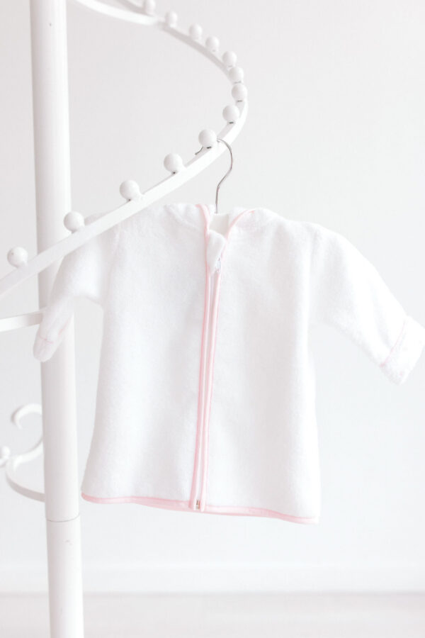Baby Bathrobe – White with Pink Dots