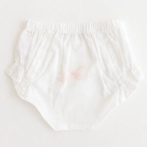 Diaper Cover - White With Pink Bow