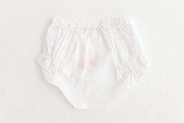 Diaper Cover – White With Pink Bow