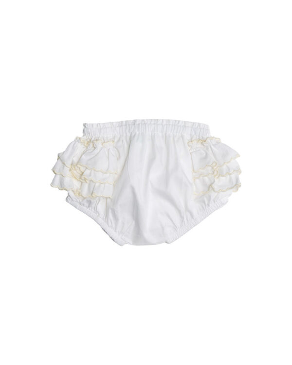 Diaper Cover – White With White Side Ruffles
